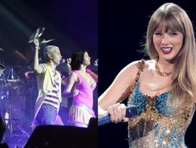 Montagem de fotos do RBD e da Taylor Swift durante show