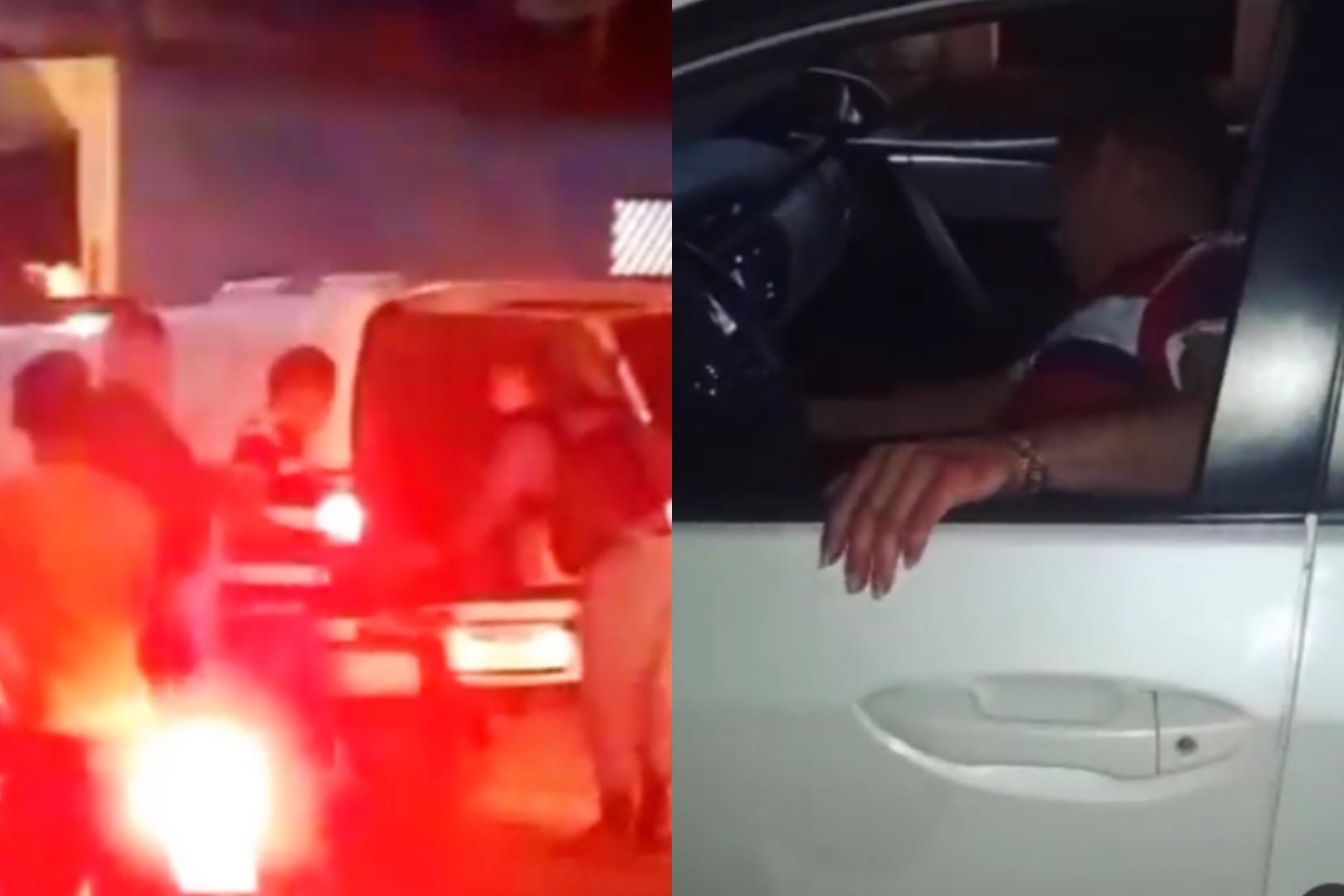 Imagens do cantor sendo conduzido pela polícia foram registradas por moradores