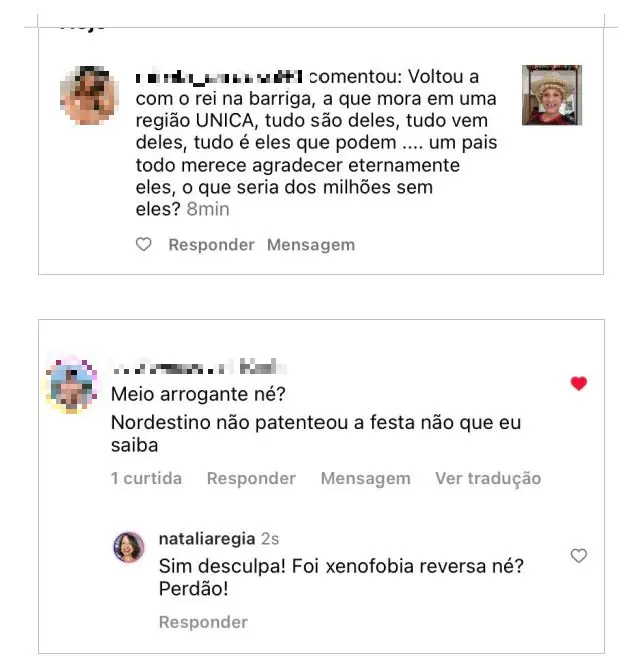 comentários xenofóbicos