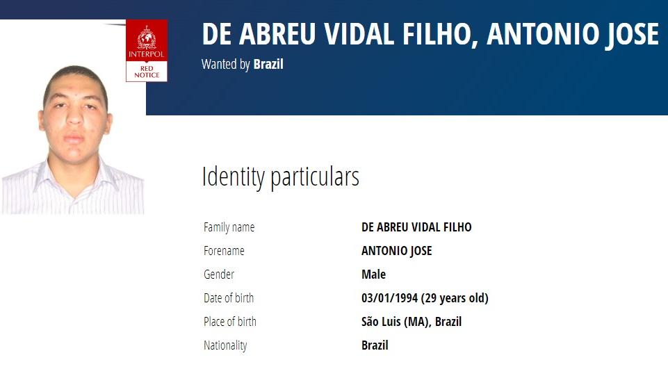 O nome de Abreu Filho foi incluído na lista da Difusão Vermelha, com validade de um ano, na última terça-feira (4)