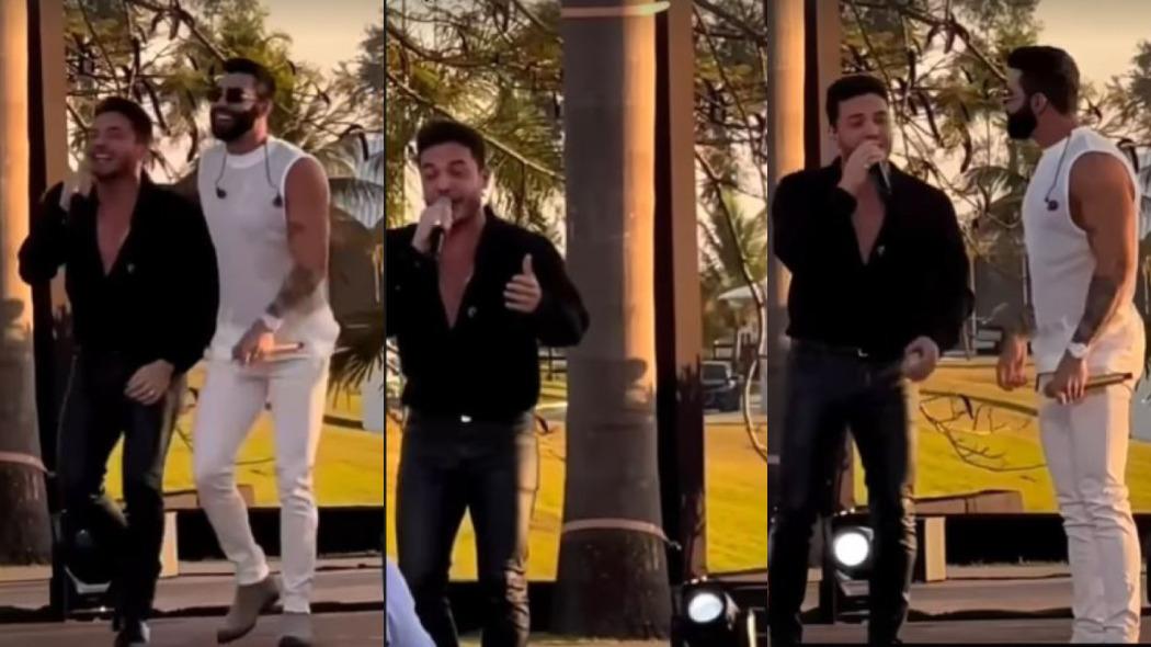 montagem com frames de encontro de safadão e gusttavo lima