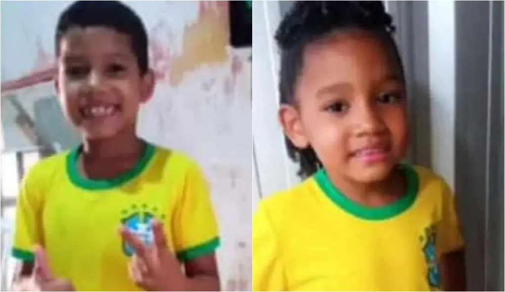 Montagem de fotos mostra Pedro e Ester vestidos com a camisa da seleção brasileira de futebol