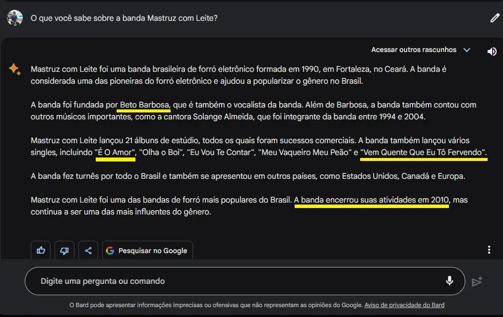 Serviço do Google diz que banda encerrou atividades em 2010, o que não procede