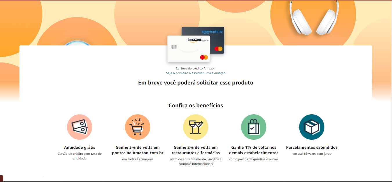 Página com benefícios de cartão de crédito foi inserida na Amazon nesta quarta-feira (26)