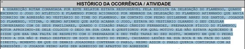 Pedro, do Flamengo, relata como foi a agressão de preparador físico do clube.
