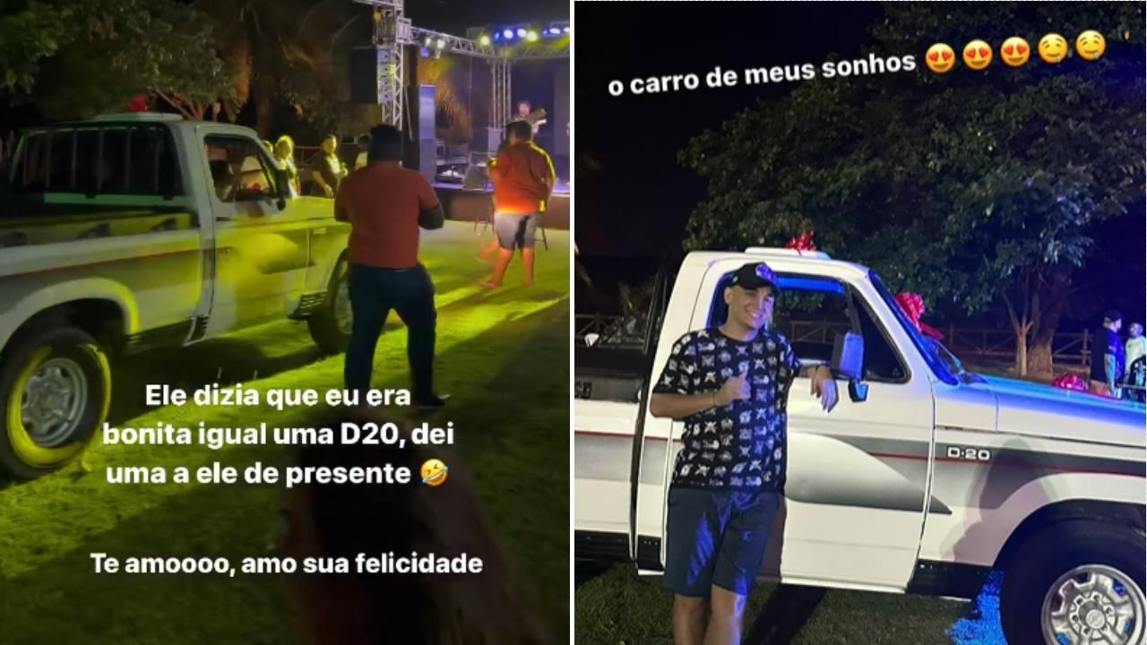 Em stories, Ary Mirelle e João Gomes compartilham carro dado de presente por ela ao cantor