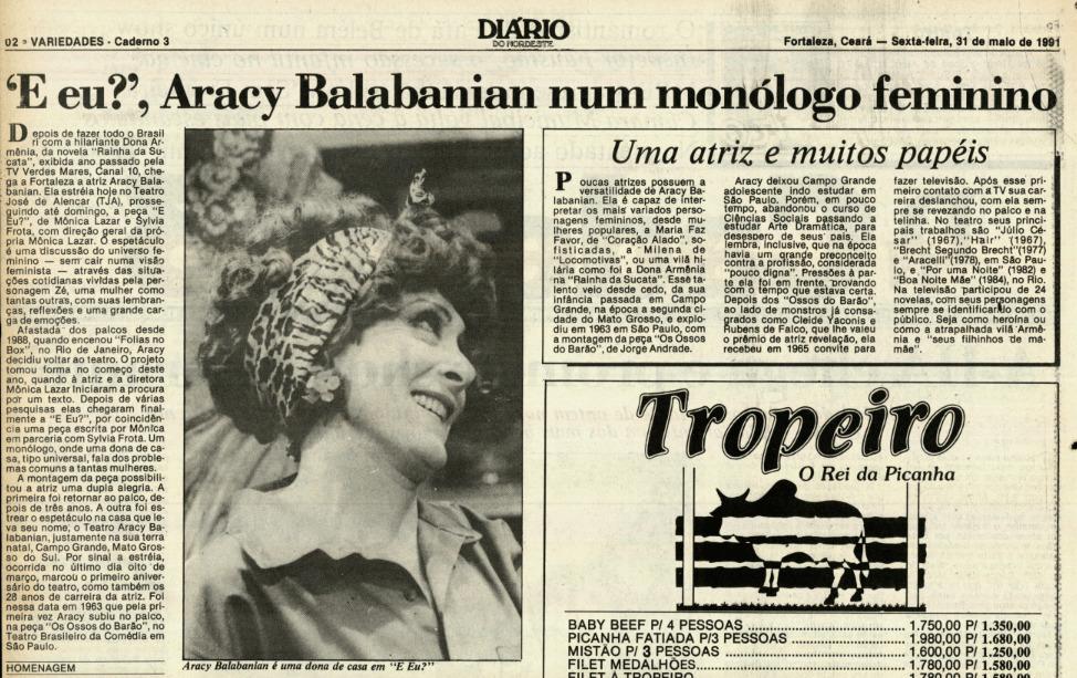 Matéria publicada no jornal Diário do Nordeste em 1991