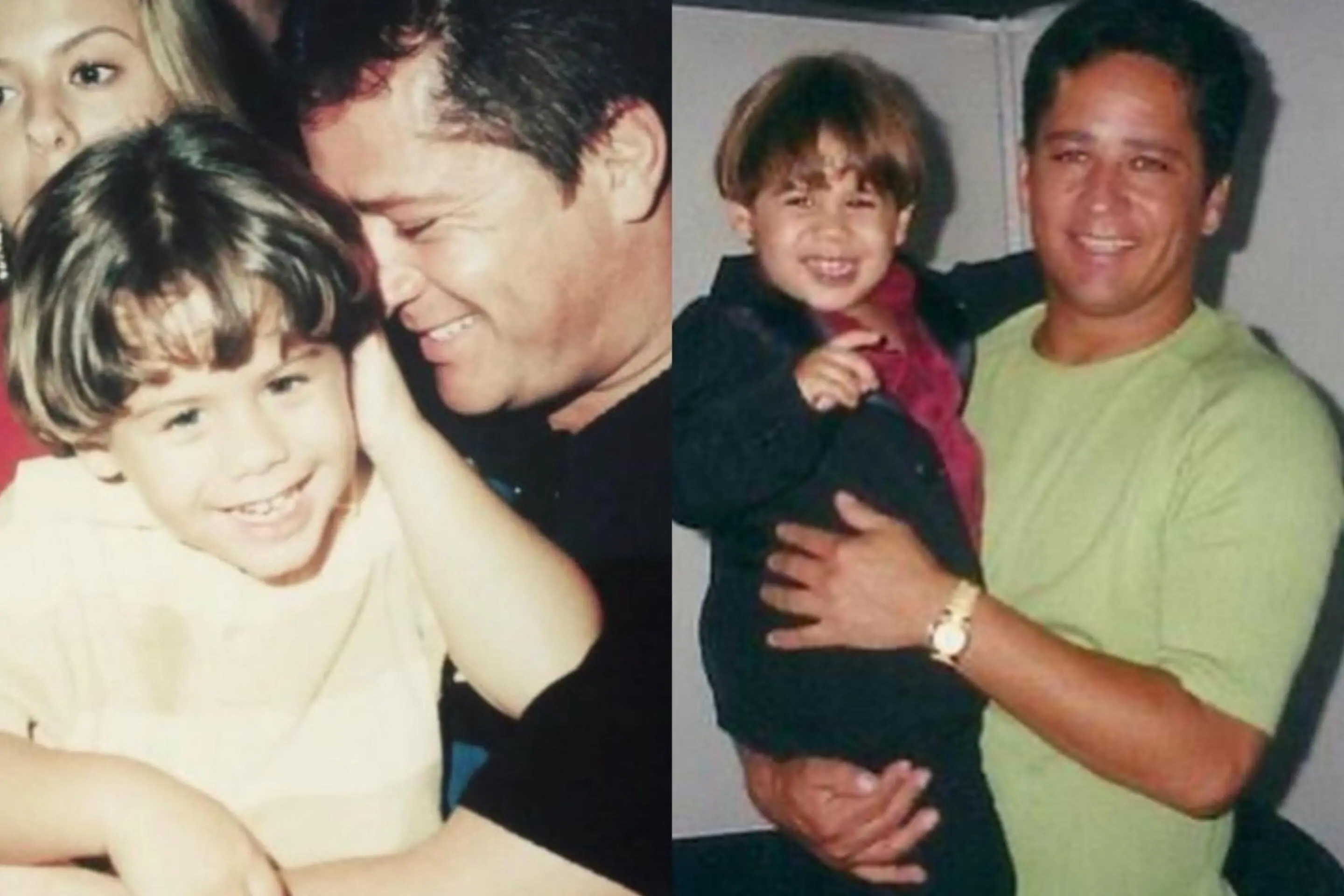 ao lado do pai na infância