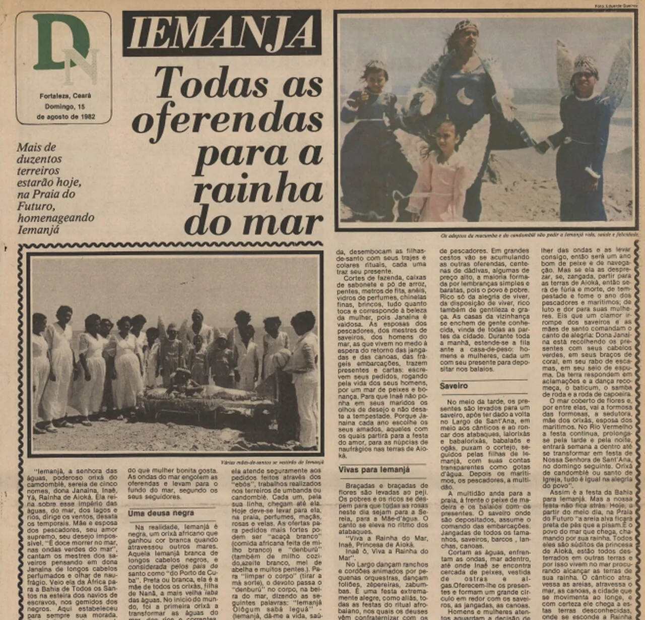 Reportagem de 1982 sobre a Festa de Iemanjá em Fortaleza