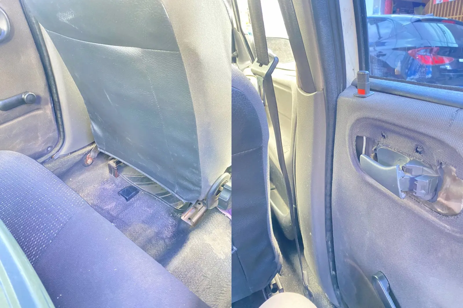 Carro todo destruído por dentro