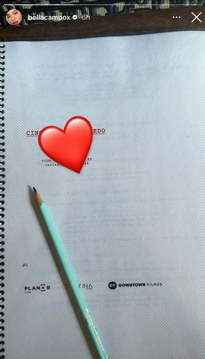 O roteiro foi publicado pela atriz nos 'Stories' do Instagram