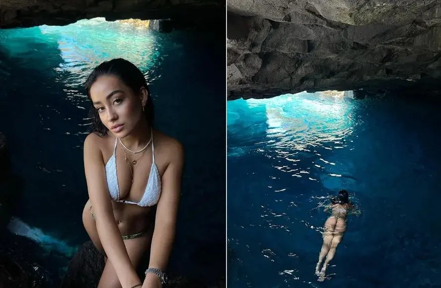 Influenciadora em caverna onde o nado é proibido
