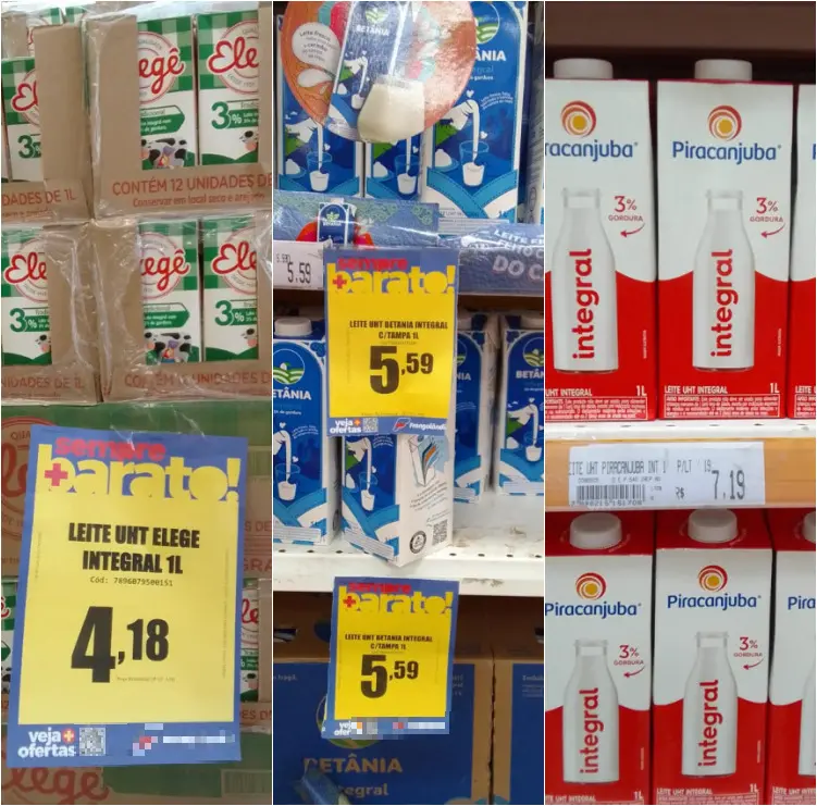 Leites no supermercado