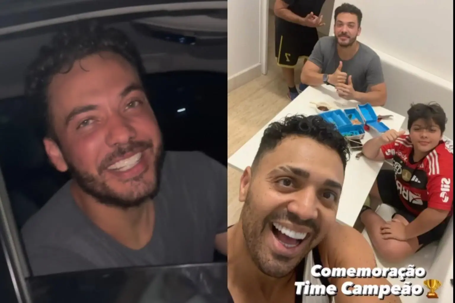 Cantor apareceu em momentos de descontração ao lado de Tirulliipa e do filho Yhudy após descanso no Ceará