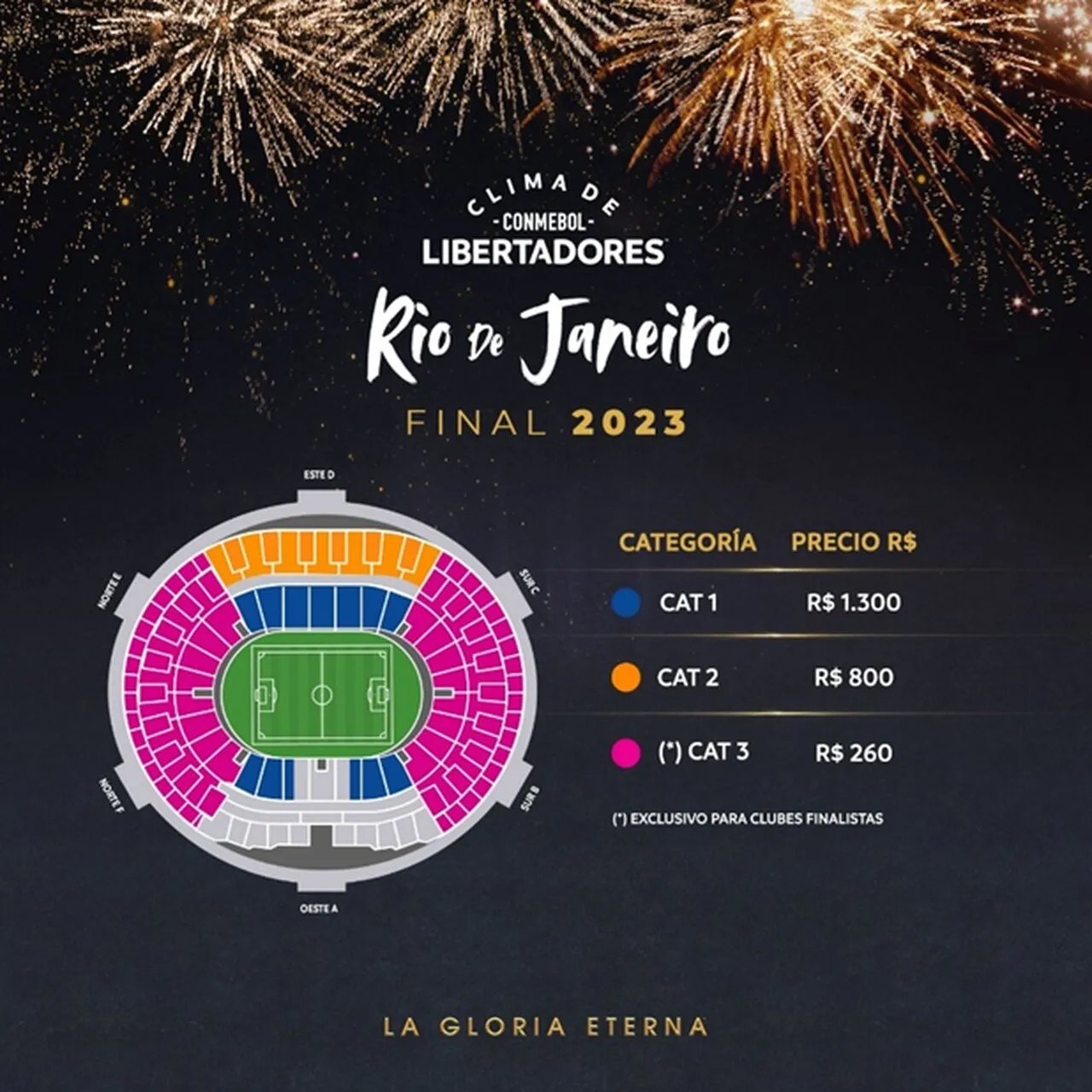 Setorização e preços dos ingressos para a final da Libertadores, no Maracanã.