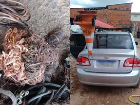 fios de cobre furtados em fortaleza e carro onde o material é armazenado
