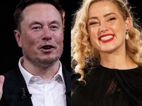 Empresário Elon Musk (à direita) e a atriz Amber Heard (à esquerda)