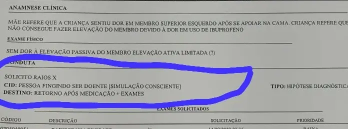 Documento citando garota como 