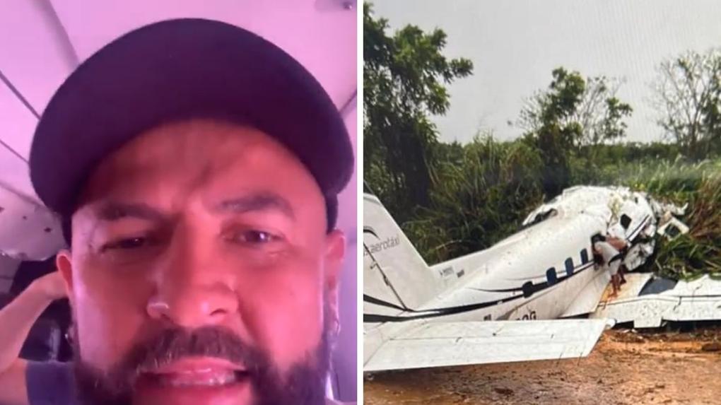Montagem de fotos de avião que caiu no Amazonas e passageiro