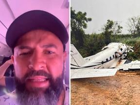 Montagem de fotos de avião que caiu no Amazonas e passageiro