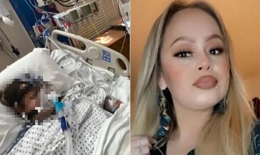 montagem de fotos de mulher que comeu tilápia mal passada e amputou braços e pernas