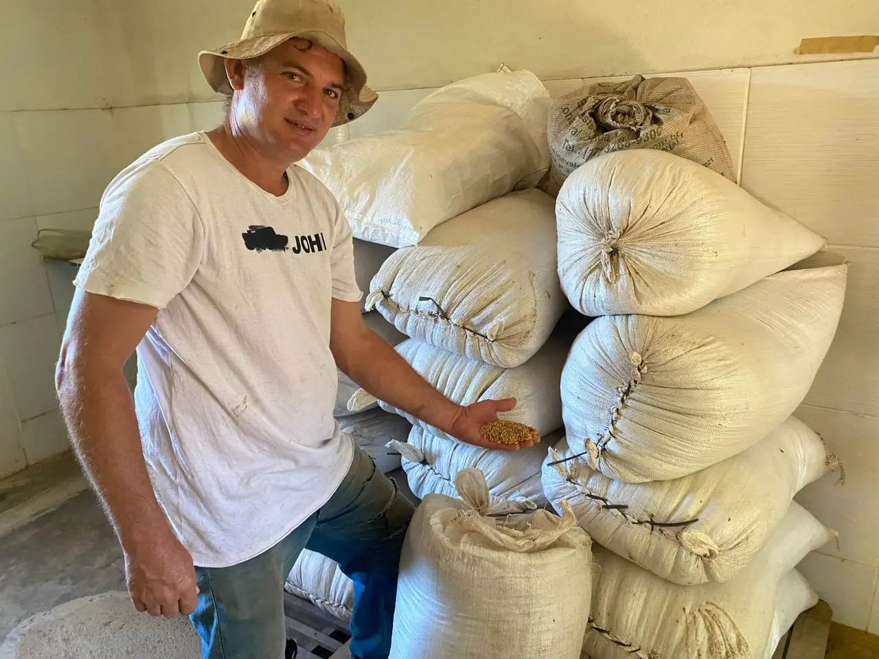 Agricultor na produção