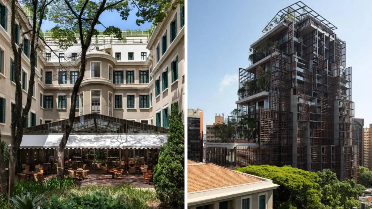 Prédios do hotel Rosewood São Paulo, eleito o 27º melhor hotel do mundo pela 50 Best