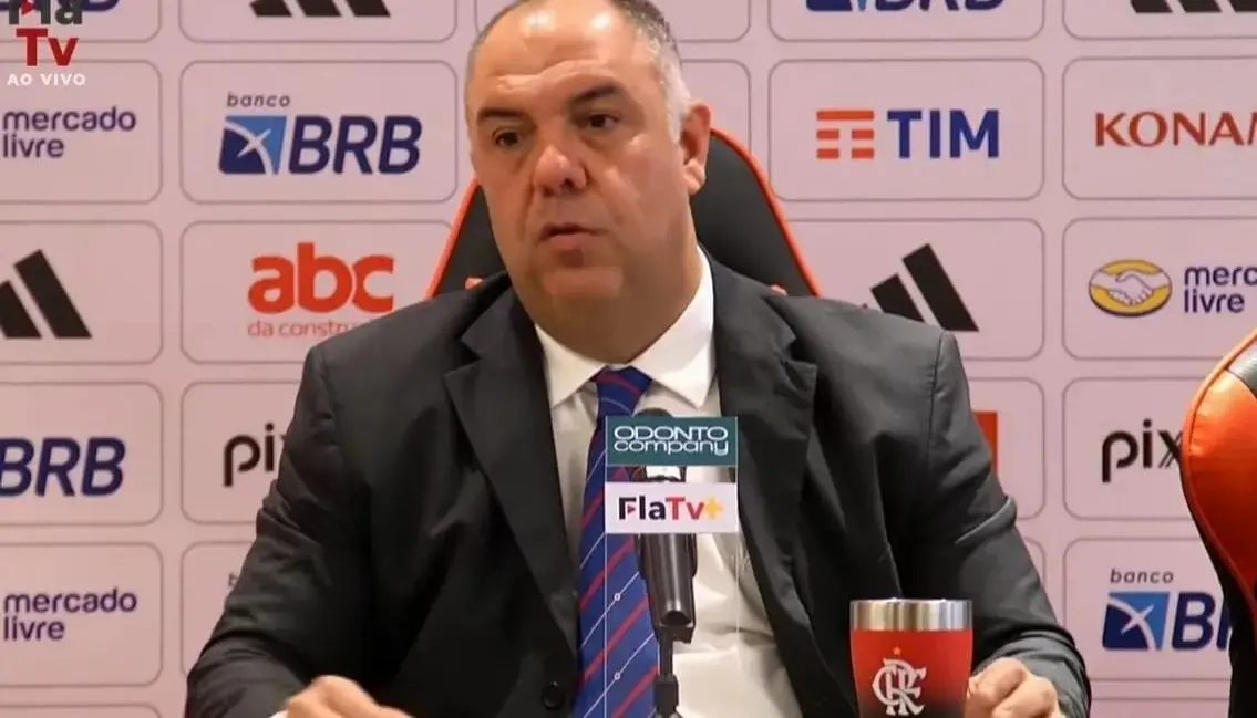 marcos braz, vice-presidente do flamengo em coletiva de imprensa
