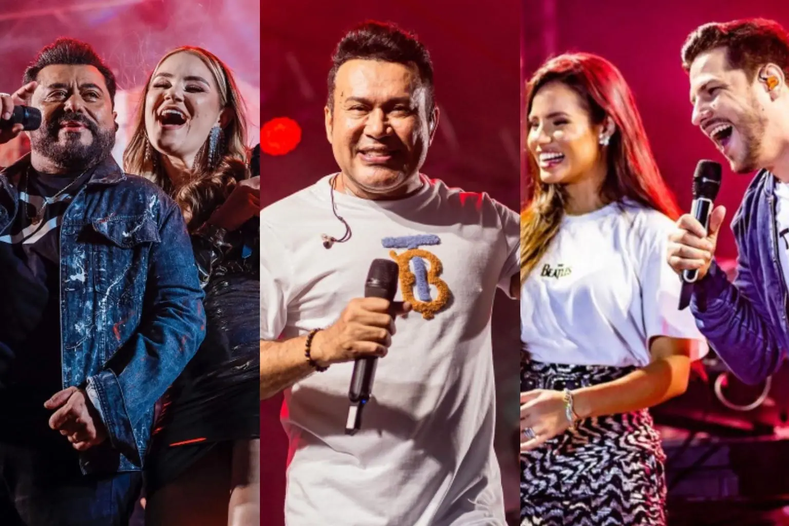 Fotos das atrações Limão com Mel, Zé Cantor e Magníficos