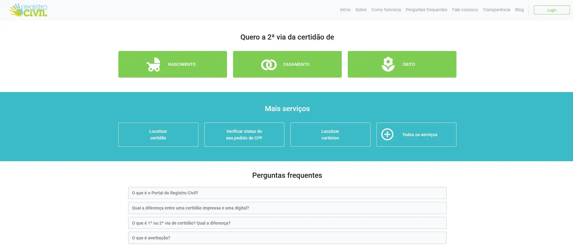 print do site registro civil
