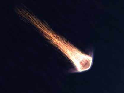Imagem ilustrativa da cápsula da OSIRES-REx reentrando na atmosfera terrestre