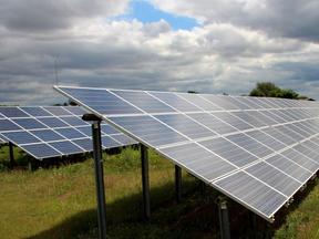 Imagem mostra área verde com diversas placas de captação de energia solar. Governo do Ceará estuda plano de reindustrialização do Estado a partir da economia verde