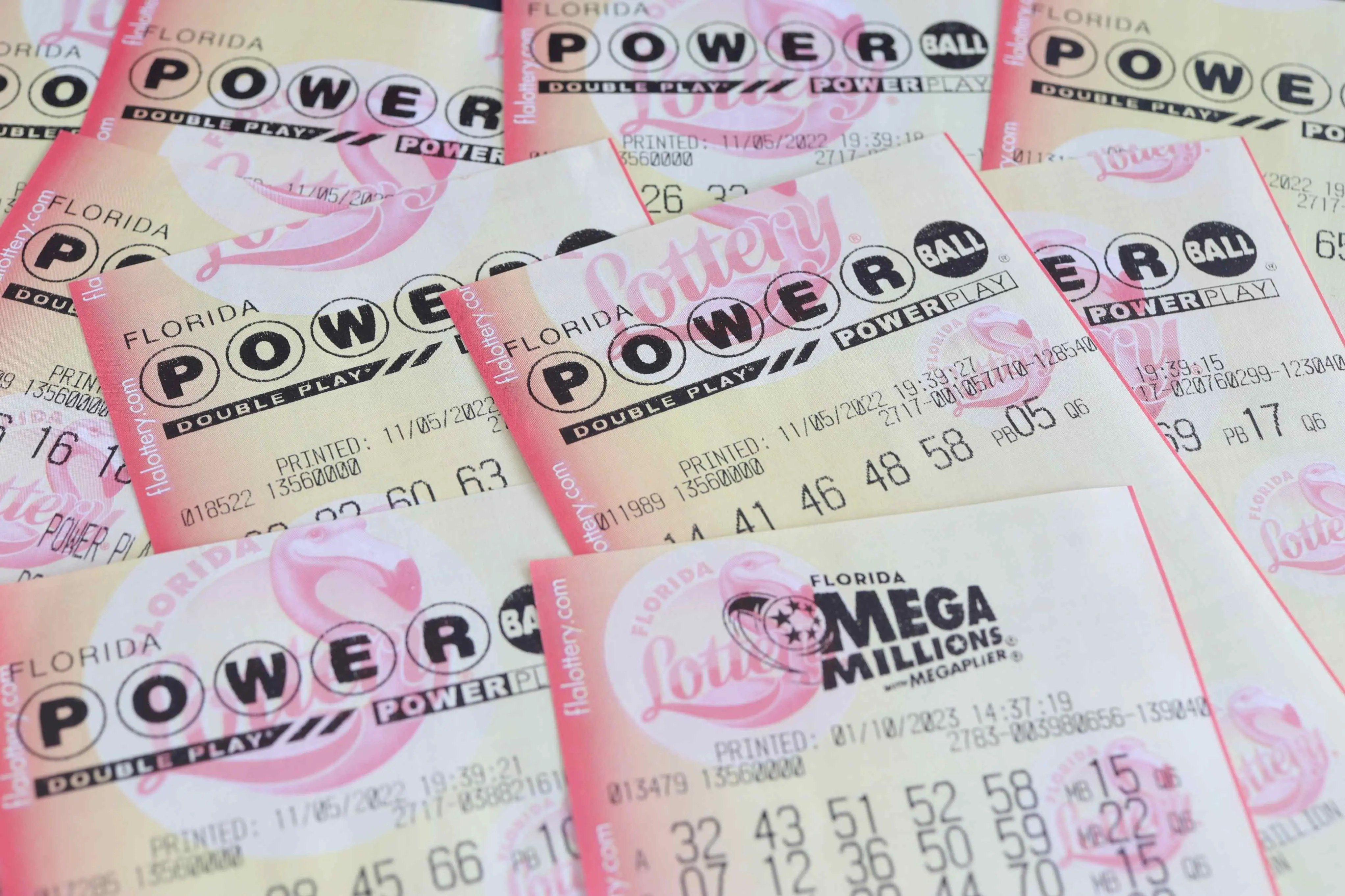 Imagem de um jogo da loteria norte-americana Powerball