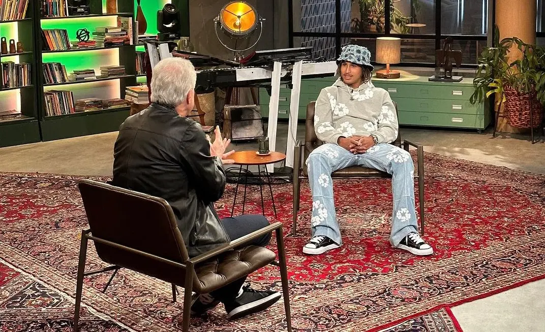 Pedro Bial em estúdio com Matuê