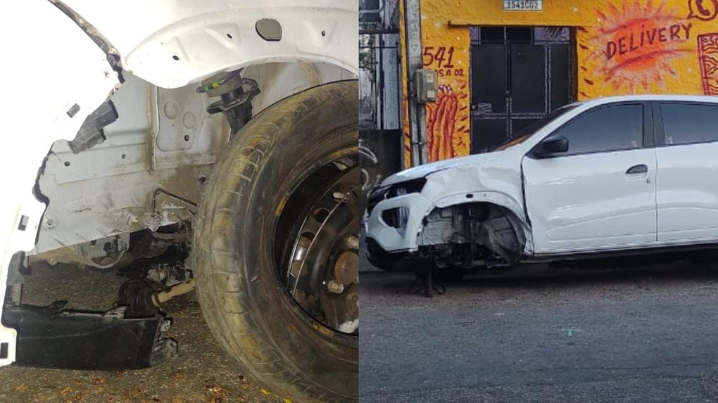 imagens do carro de motorista de uber que foi roubado durante corrida, e criminosos bateram