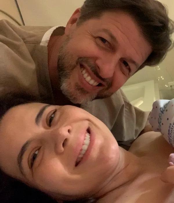 Michelle Loreto e Alexandre Mattoso na hora do parto