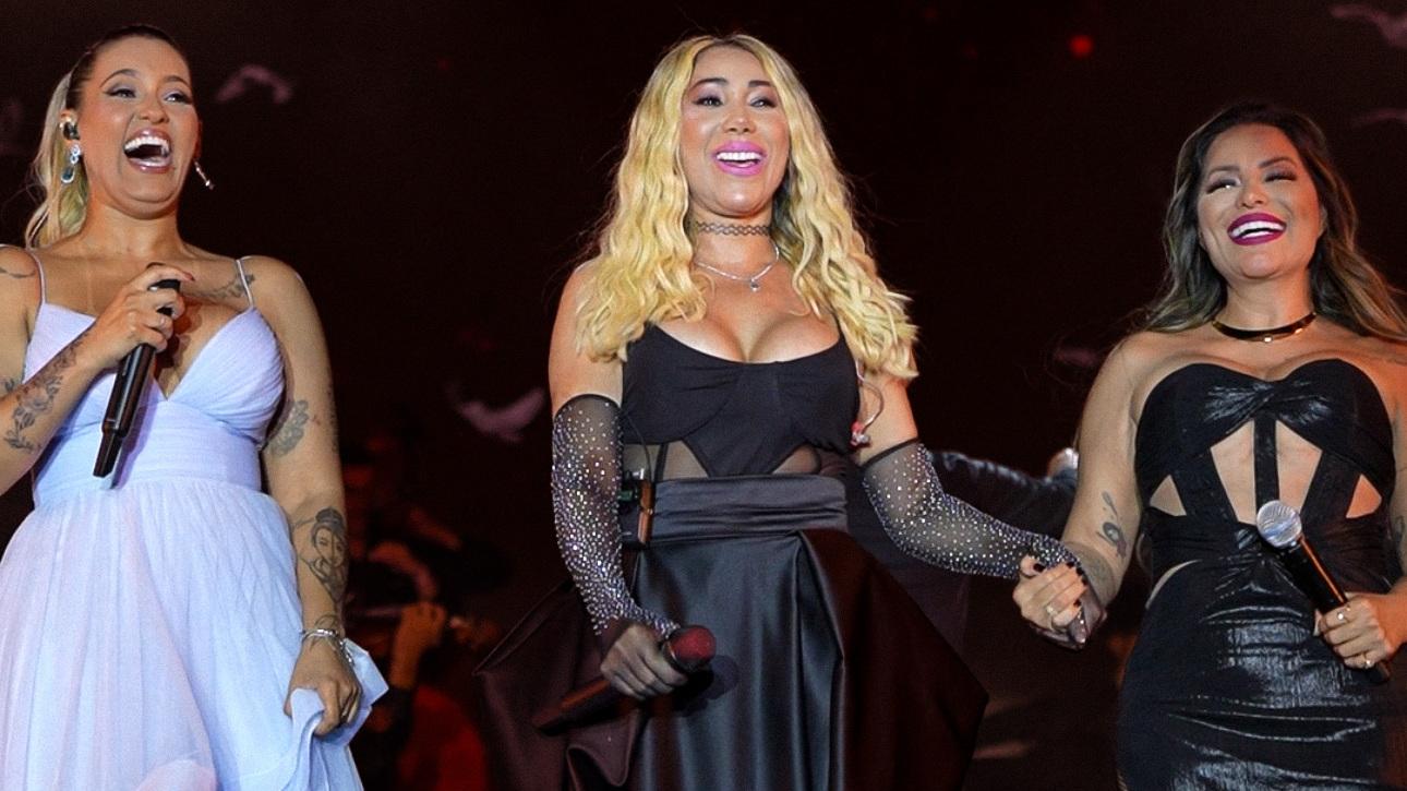 Taty Girl, Yara Tchê e Walkyria Santos no palco do projeto 'Baú' Fortaleza 2023
