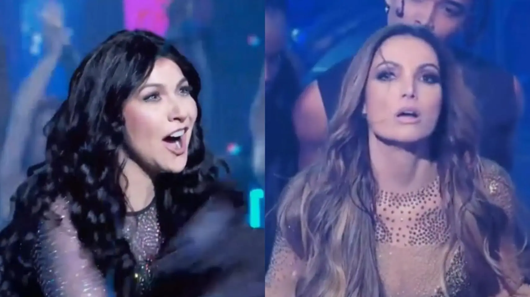 Maria Beltrão e Patrícia Poeta em apresentação no Domingão do Huck