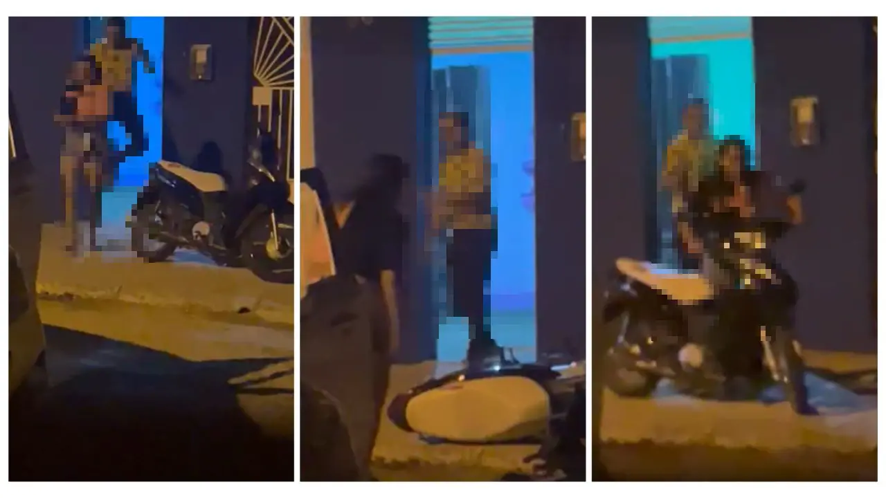 montagem com imagens de agressão a mulher em rua de antonina do norte