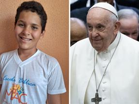 foto de criança cearense e papa Francisco