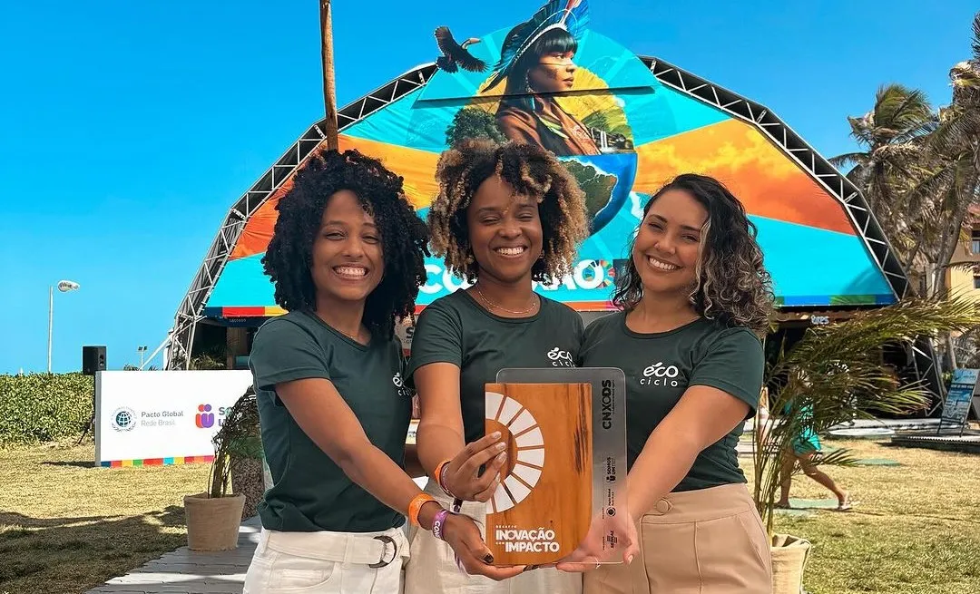 Adriele Menezes, Hellen Nzinga e Patrícia Zanella, fundadoras da EcoCiclo