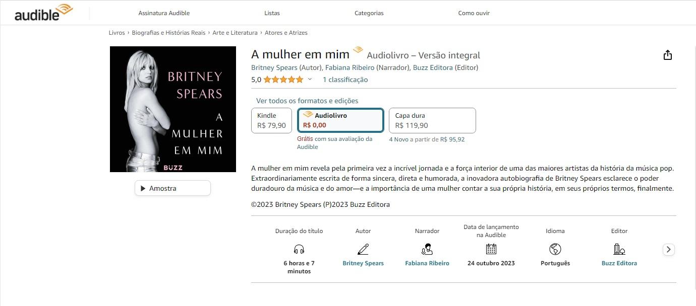 Versão do livro na plataforma Audible