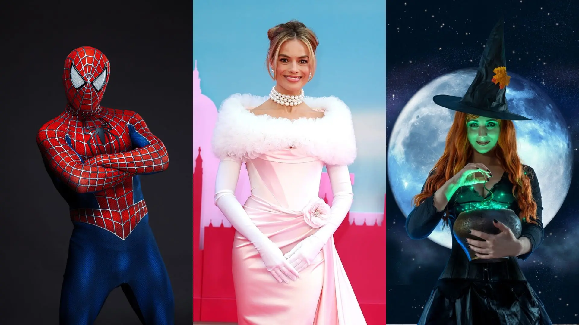 Homem-aranha, Barbie e bruxa