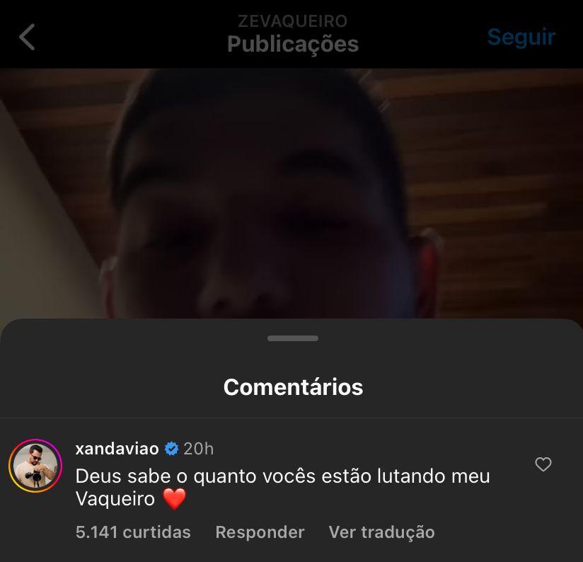 Print de comentário de Xand Avião