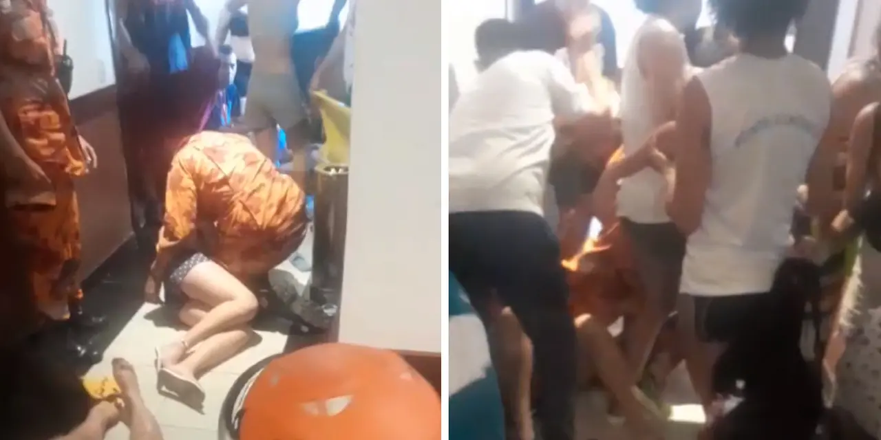 montagem de fotos de resgate de turistas de elevador