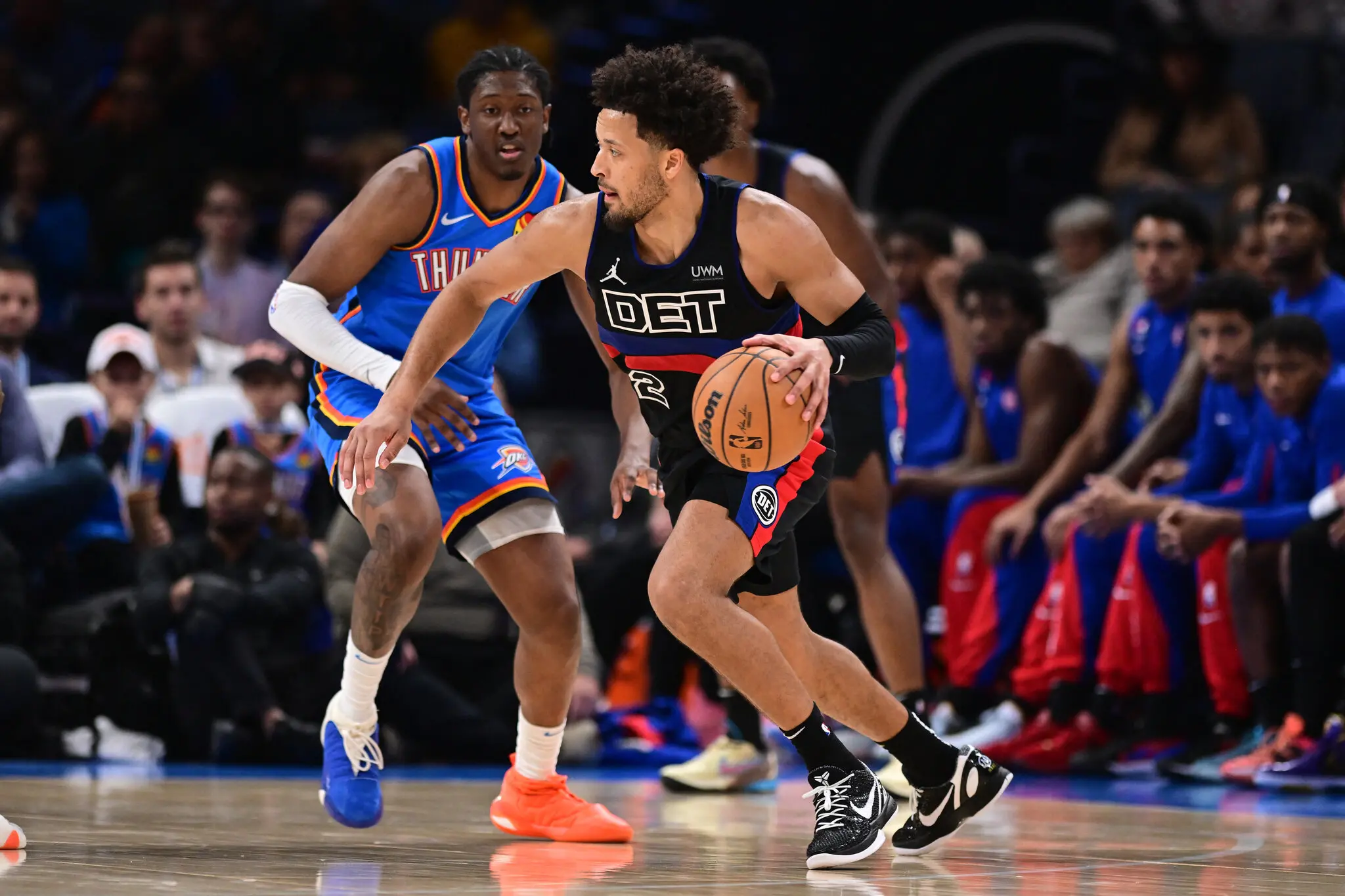 Foto de Cade Cunningham, do Detroit Pistons, durante jogo da NBA