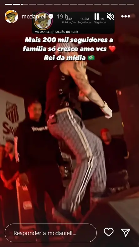 Postagem de MC Daniel agradecendo novos seguidores