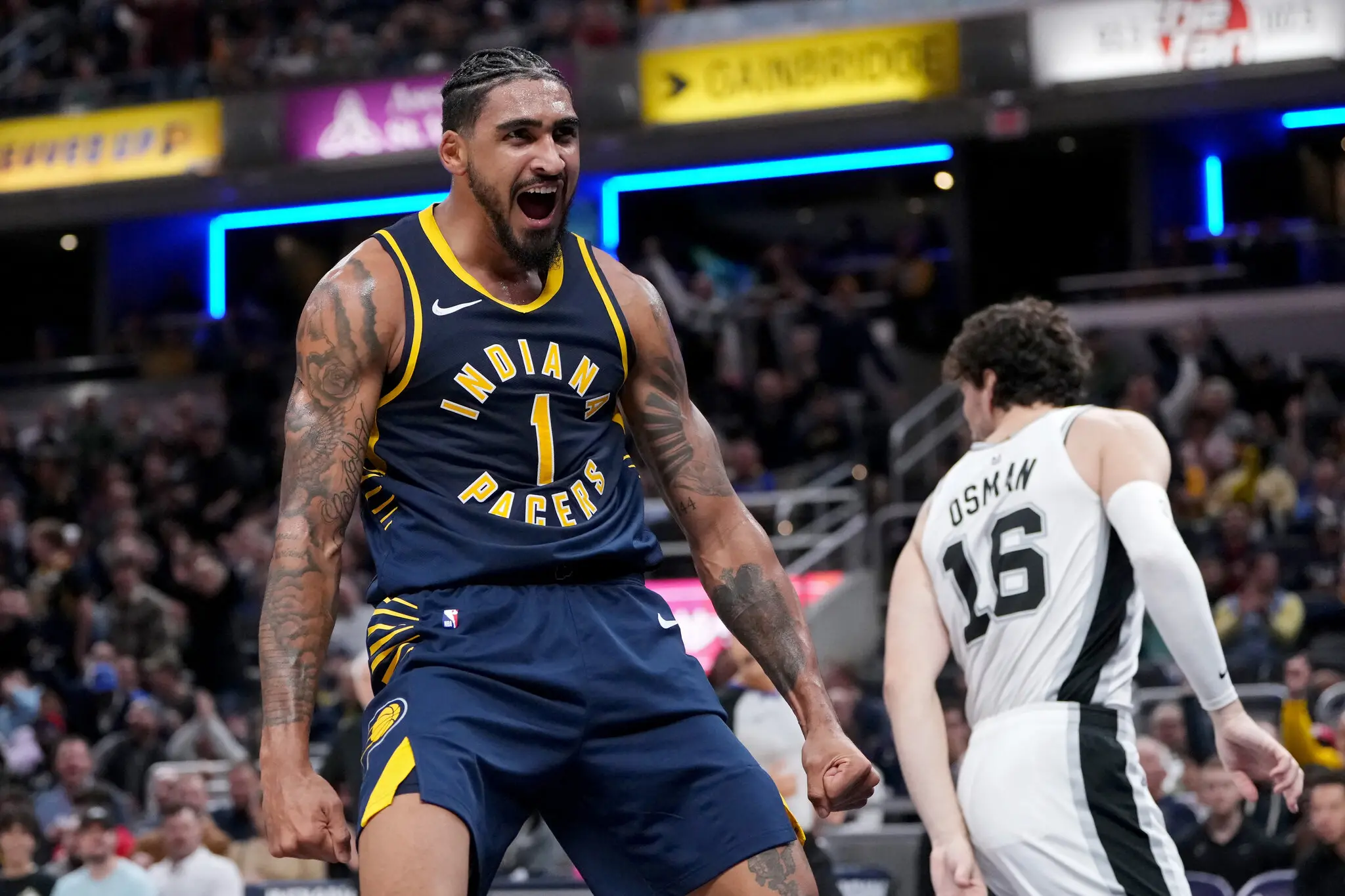 Foto de Obi Toppin, jogador do Indiana Pacers, durante jogo da NBA