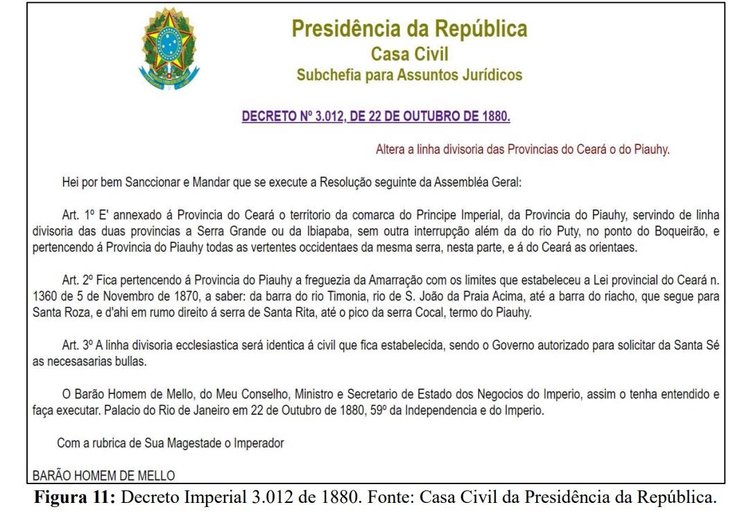 Decreto Imperial de 1880, Litígio Ceará x Piauí