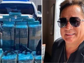 Montagem de fotos mostra caminhonete descarregando drogas à esquerda e selfie de Leonardo à direita